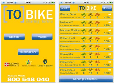 [TO] Bike Mobile: lapplicazione che consente di conoscere la disponibilità di biciclette nelle stazioni di Bike Sharing di Torino