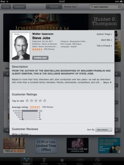 Apple consiglia di cancellare e ri-scaricare la biografia di Steve Jobs