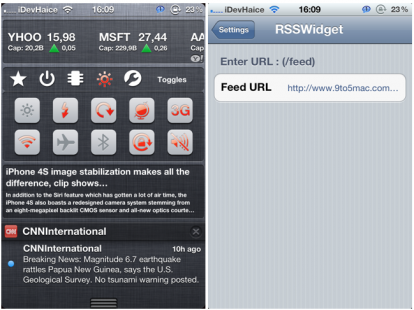 RSSWidget, inserisci i tuoi RSS nel Centro Notifiche – Cydia