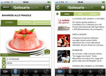 Il Golosario Ricette disponibile su App Store