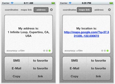 Send Location By SMS or Email: per comunicare via email o sms le coordinate gps della propria posizione