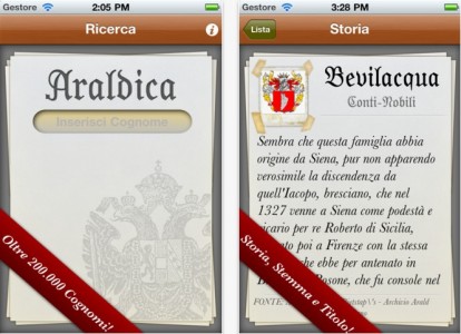 Araldica, storia ed origine dei cognomi italiani a portata di iPhone
