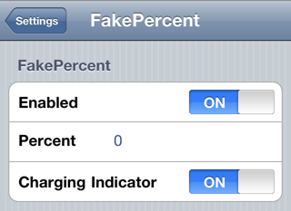 FakePercent, falsifica la percentuale di batteria residua dell’iPhone – Cydia