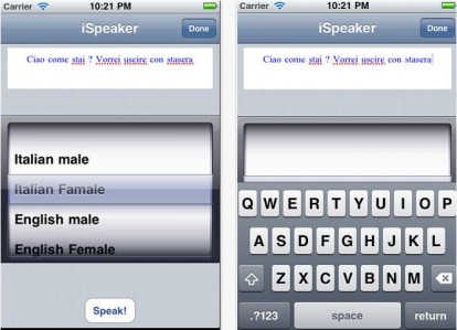 iSpeaker, ascolta testi in varie lingue utilizzando il tuo iPhone e la tecnologia text-to-speech