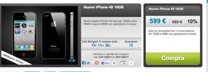 Su Groupalia iPhone 4S 16GB a 599€