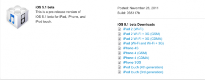 Apple invia la prima beta di iOS 5.1 agli sviluppatori!
