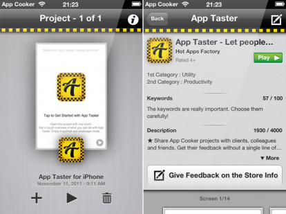 App Taster, per provare i mockup di progetti creati con App Cooker, presto su App Store!
