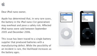 Apple lancia un programma di sostituzione degli iPod Nano di prima generazione