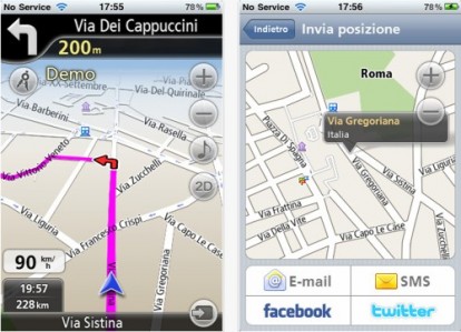 Navfree GPS Live Italy: sistema di navigazione GPS gratuito per iPhone con mappa italiana