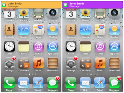 I banner di notifica di iOS 5 hanno tutto un altro stile con ColorBanner – Cydia