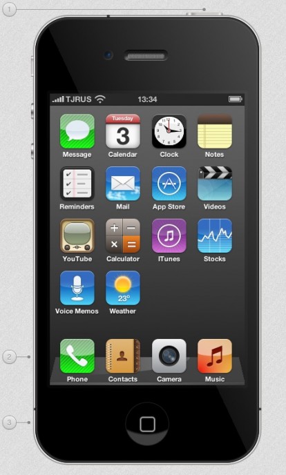 Un iPhone 4 interattivo realizzato unicamente in Javascript e CSS
