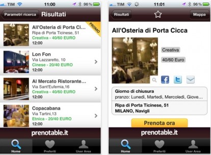 Prenotable, l’app che ti fa trovare e prenotare il ristorante tramite iPhone