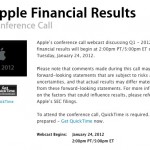 Conferenza finanziaria Apple: si terrà il 24 gennaio