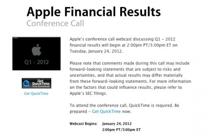 Risultati Fiscali Apple: si sapranno il 24 gennaio