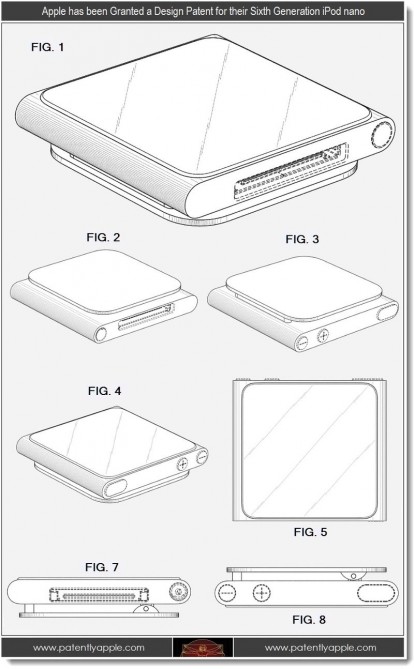 Apple brevetta il design dell’iPod Nano di sesta generazione e la tecnologia multitouch di tutti i propri dispositivi