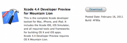 Rilasciato anche Xcode 4.4 Developer Preview per Mountain Lion