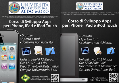 Corso di sviluppo gratuito all’Università di Bari: impara a sviluppare applicazioni per iPhone, iPod touch e iPad