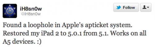 iH8sn0w ha scoperto un metodo per il downgrade dell’iPhone 4S da iOS 5.1 a iOS 5.0.1