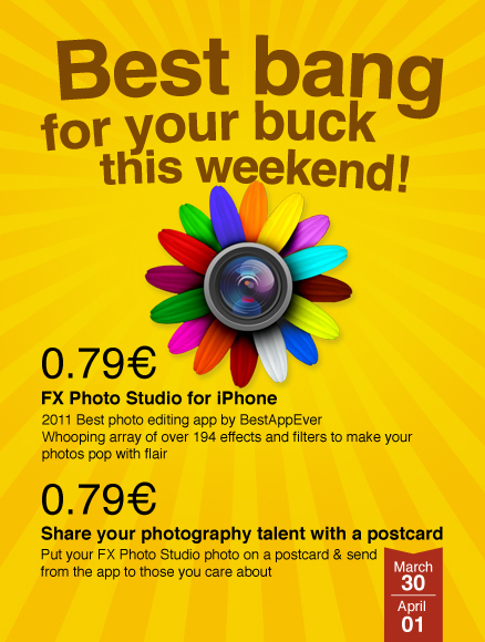 FX Photo Studio: applicazione ed invio cartoline in offerta per tutto il weekend