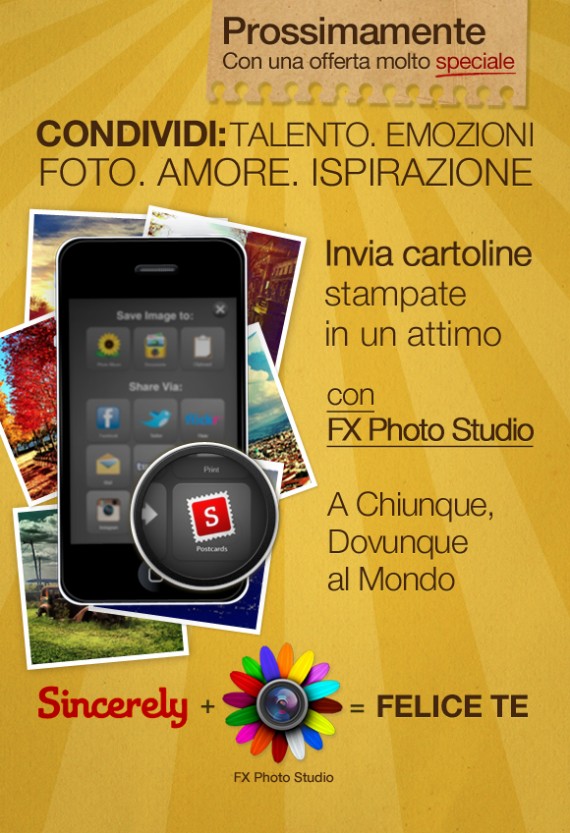 FX Photo Studio per iPhone permetterà presto l’invio di cartoline stampate