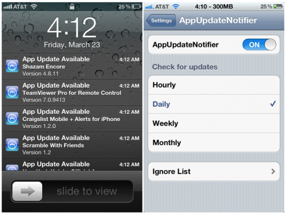 AppUpdateNotifier, ricevi notifiche push per i nuovi aggiornamenti disponibili su App Store – Cydia