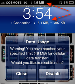 Data Usage Monitor, tieni sotto controllo il consumo della rete dati in tempo reale – Cydia