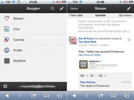 Google aggiorna l’interfaccia mobile di Google+