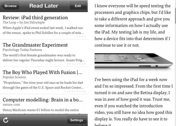 Instapaper 4.1: gestures, sei nuovi caratteri e modalità di lettura a schermo intero