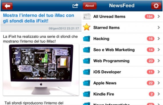 NewsFeed: il lettore di news in grado di sincronizzarsi con Google Reader si aggiorna con molte novità