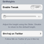 SiriHeights, modifica l’altezza della schermata di Siri dalle Impostazioni – Cydia
