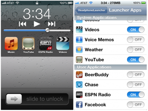 HeadphoneLauncher, lancia le app preferite dalla schermata di blocco dopo aver connesso le cuffie – Cydia