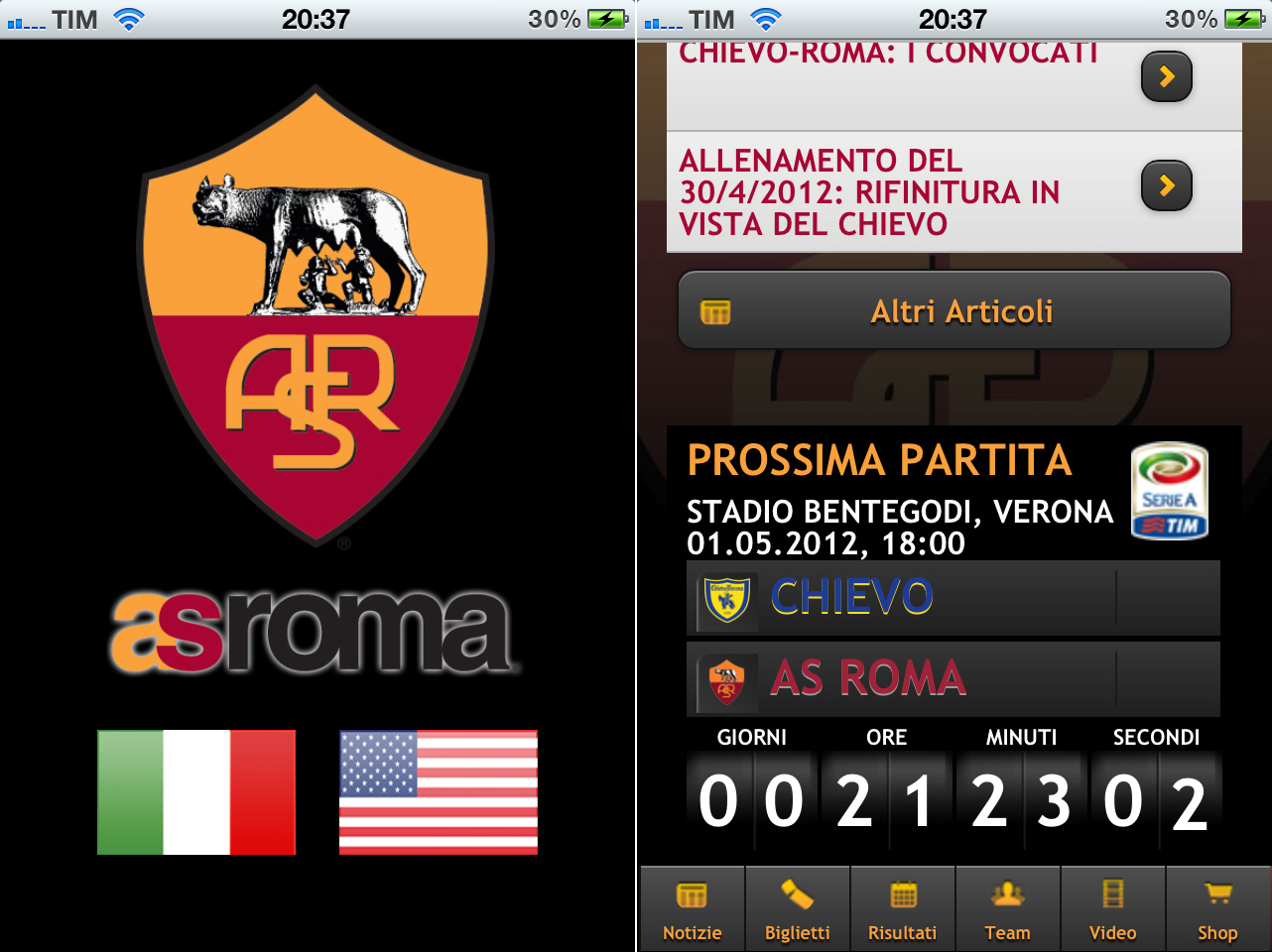 AS Roma Mobile arriva su App Store l'applicazione ufficiale dell'A.S. Roma