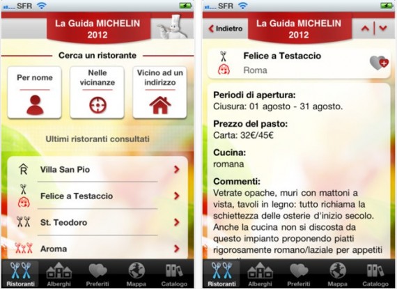 Su iPhone arriva la guida Michelin 2012