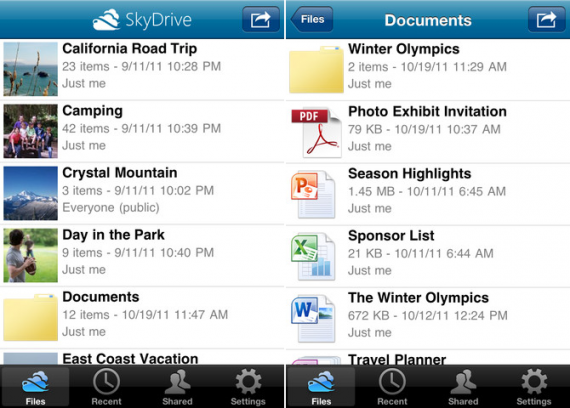 SkyDrive per iOS: arriva la versione 2.0 con nuove opzioni di caricamento, condivisione e supporto all’iPad