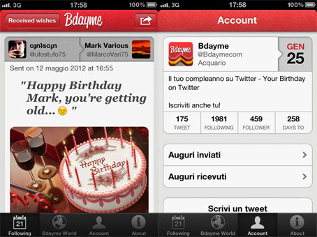 Bdayme, l’applicazione per ricordarvi di fare gli auguri ai vostri amici di Twitter