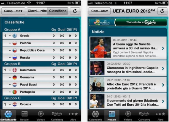 UEFA EURO 2012 e Euro 2012+: due app per seguire i prossimi europei