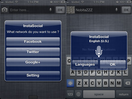 InstaSocial for Notification Center, un widget per aggiornare Facebook, Twitter e Google+ dal Centro Notifiche – Cydia