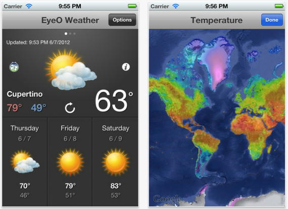 EyeO Weather, un’app meteorologica per gestire fino a 10 luoghi differenti