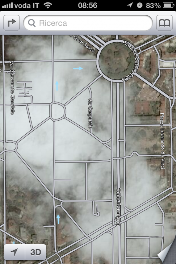 Le Mappe di iOS 6 sono in costante aggiornamento e visualizzano anche le nuvole… o è solo un errore?