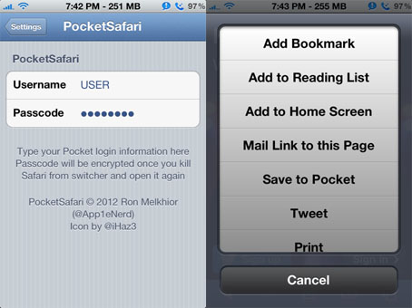 PocketSafari, il tweak che permette di salvare le pagine web su Pocket in modo nativo tramite Safari – Cydia