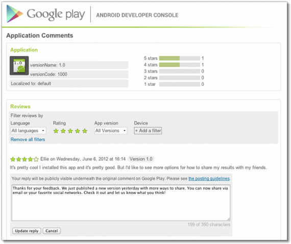 Gli sviluppatori Android possono ora rispondere ai commenti degli utenti sul Play App Store: il sogno di ogni dev!