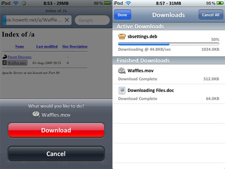 Safari Download Manager si aggiorna e diventa compatibile con iOS 5 – Cydia