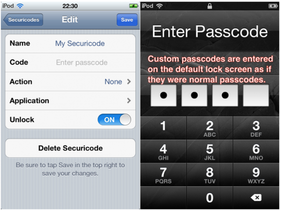 Securicodes estende le funzionalità del blocco con codice e permette di eliminare SMS e cronologia web – Cydia