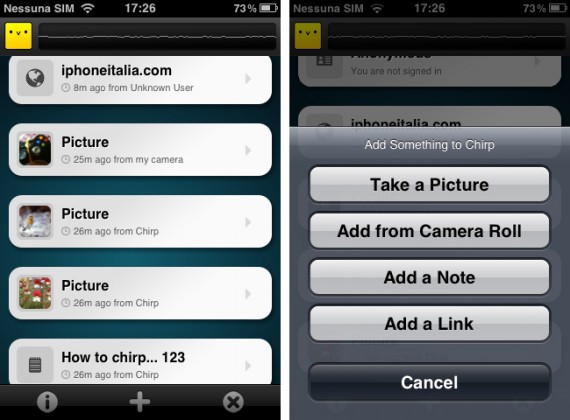 Chirp: l’applicazione per inviare immagini, note e link tramite un suono!