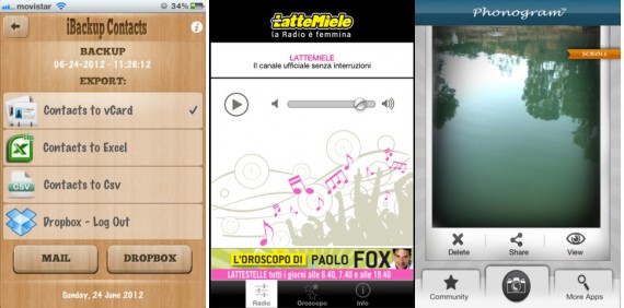 iPhoneItalia Quick Review: Phonogram Take Photos with audio, Radio LatteMiele e iBackup Contacts
