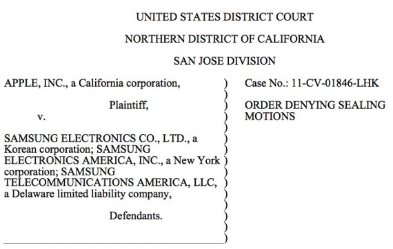 Respinte le richieste di Apple e Samsung di mantenere segreti documenti chiave della disputa sui brevetti