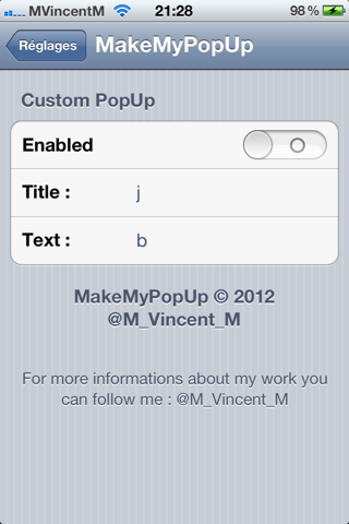MakeMyPopup, un semplice tweak per creare pop-up personalizzati – Cydia