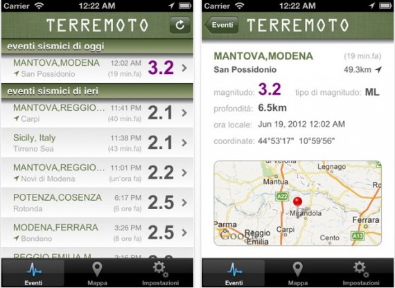 Terremoto: una completa applicazione gratuita che ci informa sugli eventi sismici