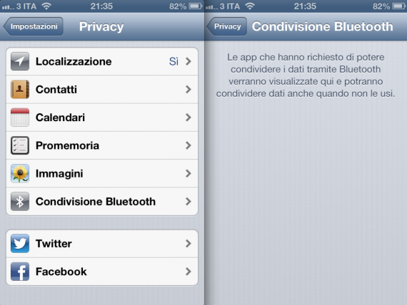 iOS 6 beta 4 e la nuova funzione “Condivisione Bluetooth” su iPhone