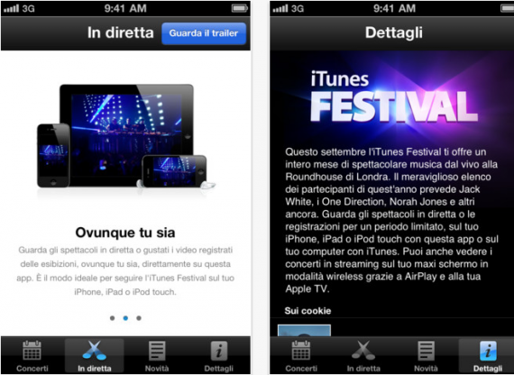 Apple aggiorna l’applicazione ufficiale dell’iTunes Festival London 2012 con la possibilità di guardare i concerti in diretta